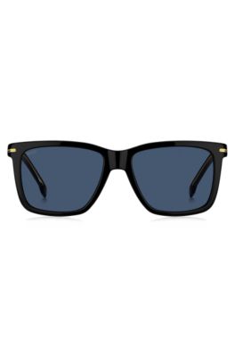 Black-acetate sunglasses with signature hardware, Black