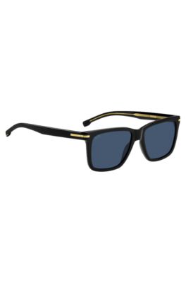Black-acetate sunglasses with signature hardware, Black