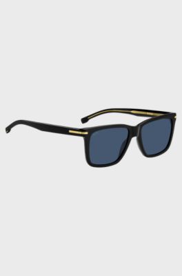 Black-acetate sunglasses with signature hardware, Black