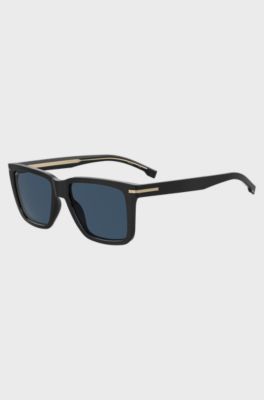 Black-acetate sunglasses with signature hardware, Black