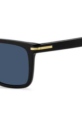 Black-acetate sunglasses with signature hardware, Black