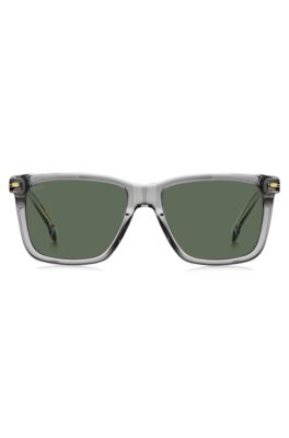 Transparent-acetate sunglasses with signature hardware, Light Grey