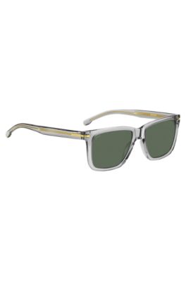 Transparent-acetate sunglasses with signature hardware, Light Grey