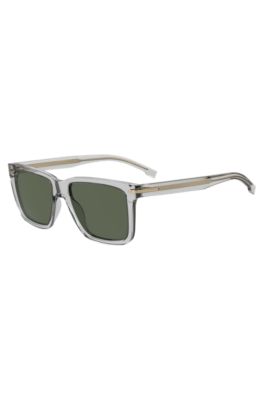 Transparent-acetate sunglasses with signature hardware, Light Grey