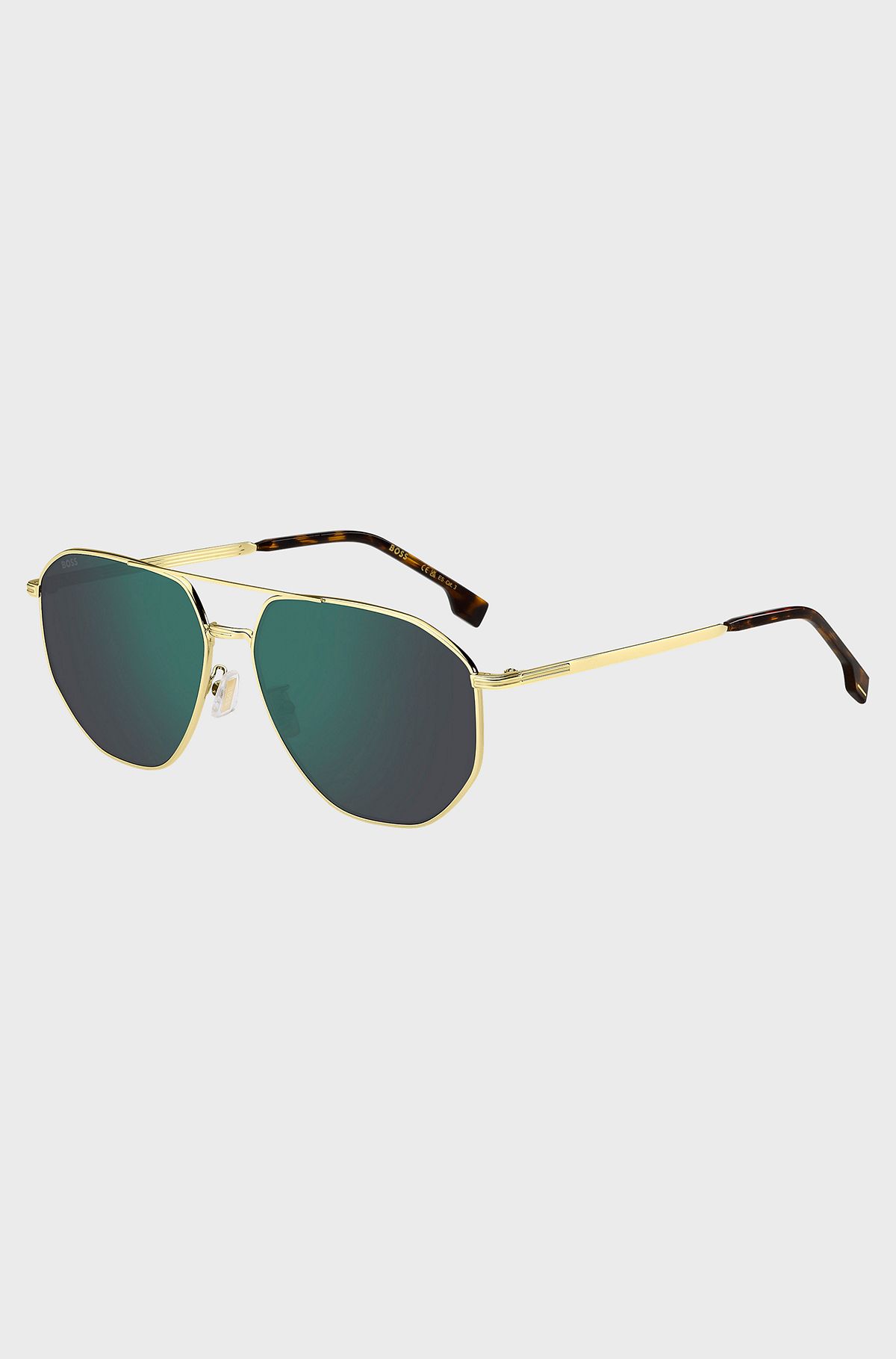 Gold-tone sunglasses with green lenses, Gold