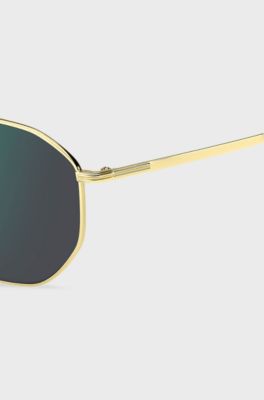 Gold-tone sunglasses with green lenses, Gold