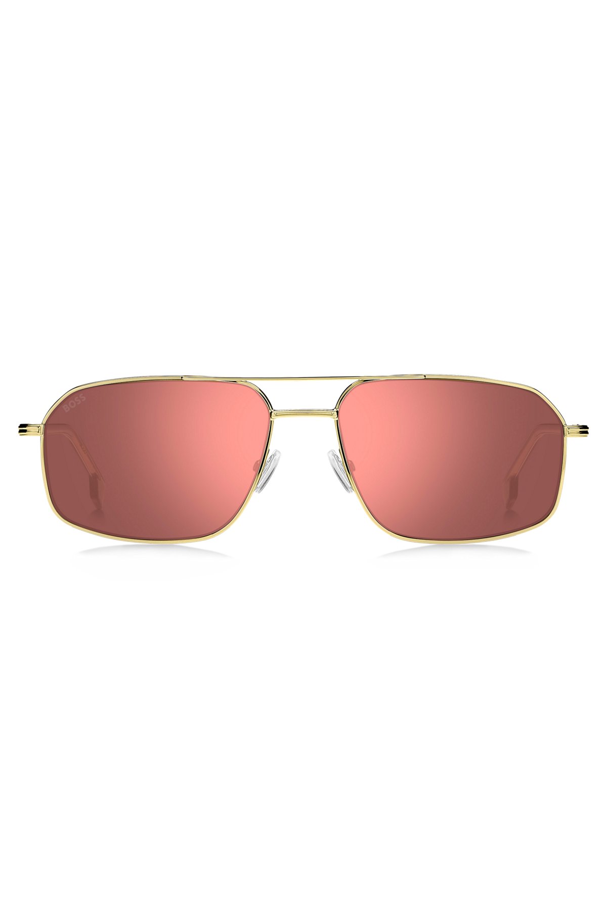 Gold-tone sunglasses with pink lenses, Gold