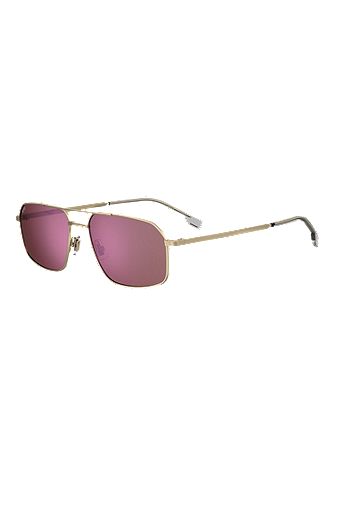 Gold-tone sunglasses with pink lenses, Gold