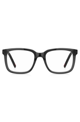 Monture optique en acétate noir avec logos rouges