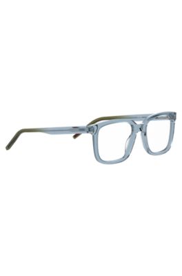 Transparent-acetate optical frames in blue and green, Light Blue