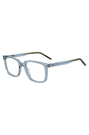 Transparent-acetate optical frames in blue and green, Light Blue