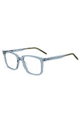 Brillenfassung aus transparentem Acetat in Blau und Grün, Hellblau