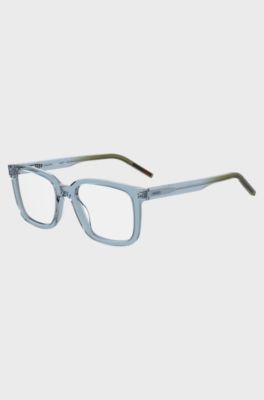 Transparent-acetate optical frames in blue and green, Light Blue