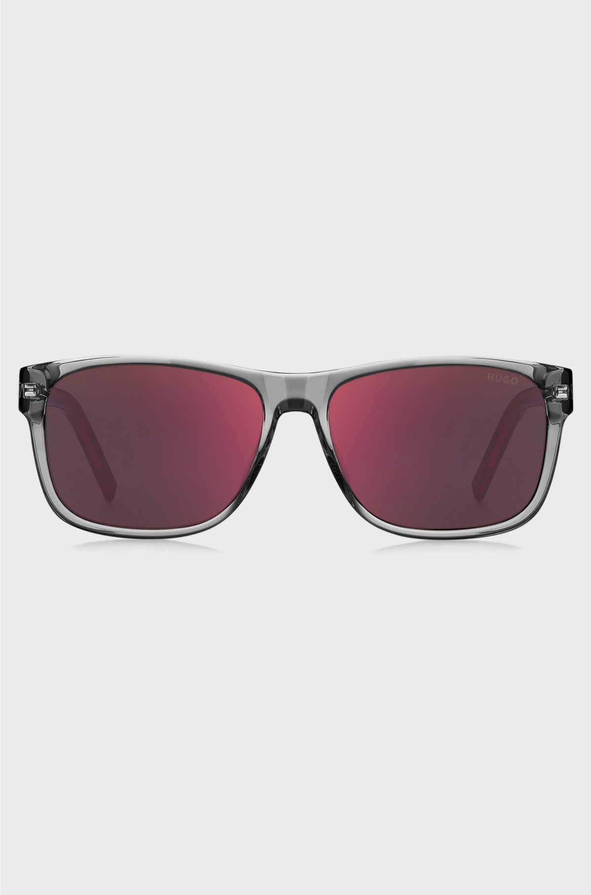 Transparent-acetate sunglasses in grey and red, Grey