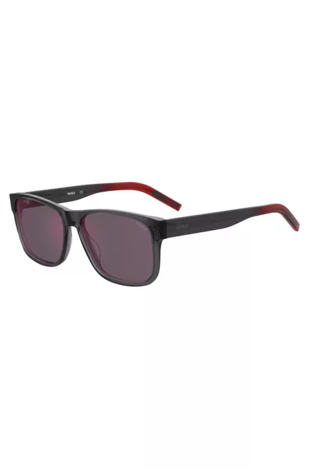 Transparent-acetate sunglasses in grey and red