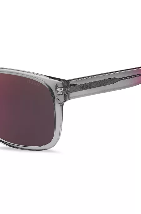 Transparent-acetate sunglasses in grey and red