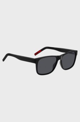Black-acetate sunglasses with branded temples, Black