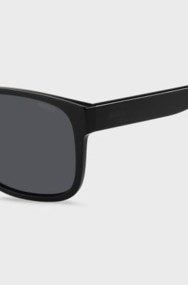 Black-acetate sunglasses with branded temples, Black