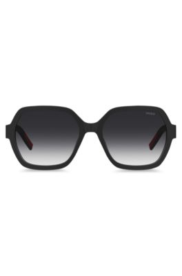 Black-acetate sunglasses with logo details, Black