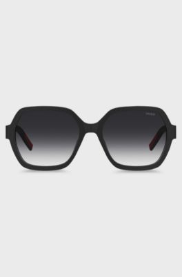 Black-acetate sunglasses with logo details, Black
