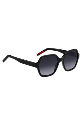 Black-acetate sunglasses with logo details, Black