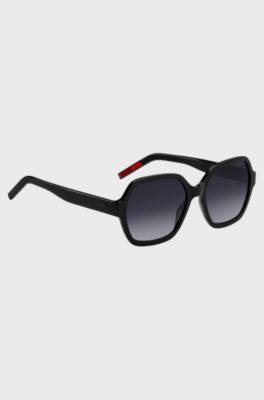 Black-acetate sunglasses with logo details, Black