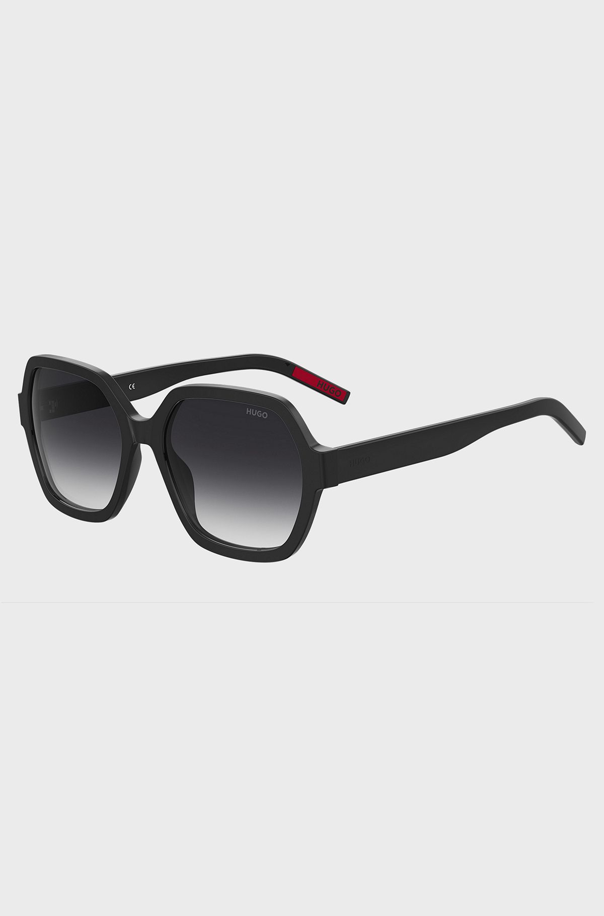 Black-acetate sunglasses with logo details, Black