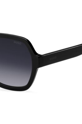 Black-acetate sunglasses with logo details, Black