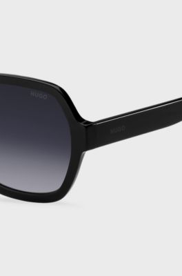 Black-acetate sunglasses with logo details, Black