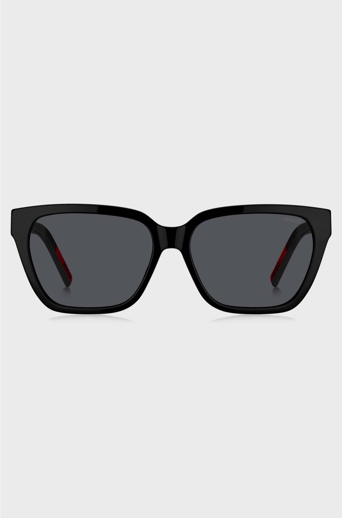 Black-acetate sunglasses with branded temples, Black