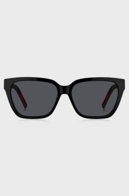 Black-acetate sunglasses with branded temples, Black