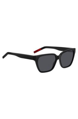 Black-acetate sunglasses with branded temples, Black