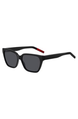 Black-acetate sunglasses with branded temples, Black