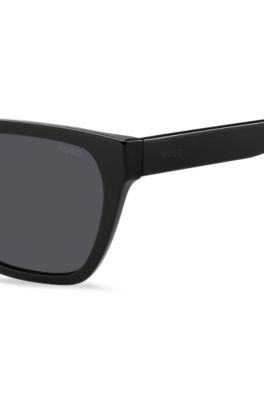 Black-acetate sunglasses with branded temples, Black