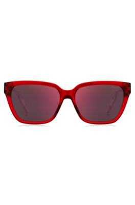 Red-acetate sunglasses with degrad&eacute; temples, Red