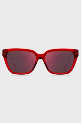 Red-acetate sunglasses with degrad&eacute; temples, Red