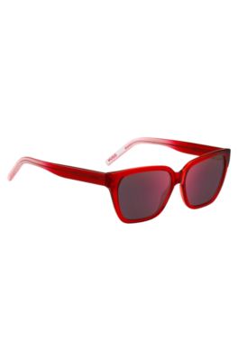 Red-acetate sunglasses with degrad&eacute; temples, Red