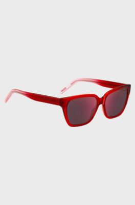 Sonnenbrille aus rotem Acetat mit B&uuml;geln in D&eacute;grad&eacute;-Optik, Rot
