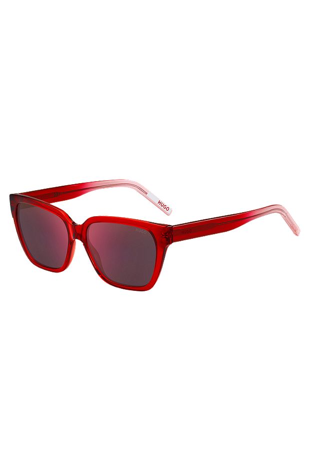Red-acetate sunglasses with degradé temples, Red