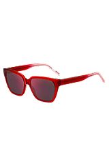 Sonnenbrille aus rotem Acetat mit Bügeln in Dégradé-Optik, Rot