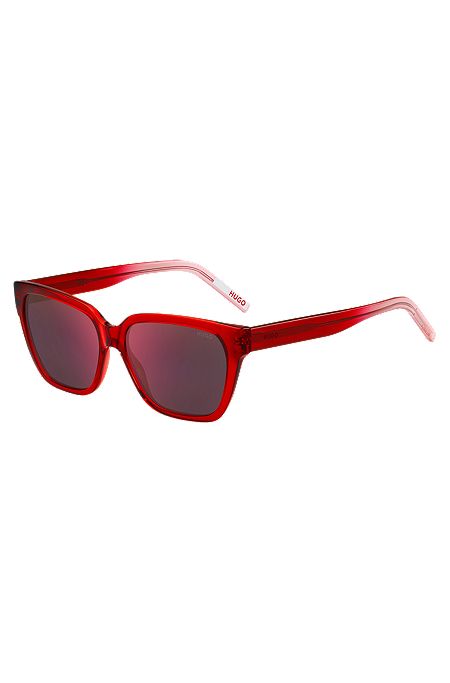 Sonnenbrille aus rotem Acetat mit Bügeln in Dégradé-Optik, Rot