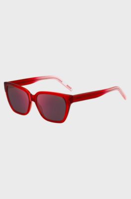 Red-acetate sunglasses with degrad&eacute; temples, Red