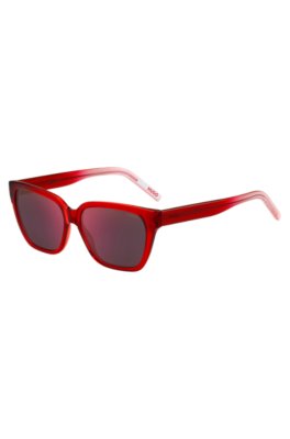 Red-acetate sunglasses with degradé temples