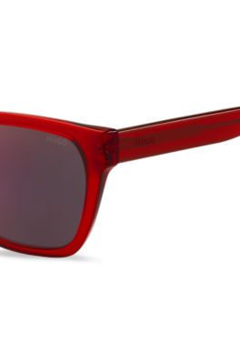 Red-acetate sunglasses with degrad&eacute; temples, Red