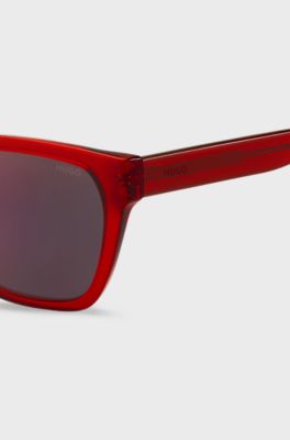 Sonnenbrille aus rotem Acetat mit B&uuml;geln in D&eacute;grad&eacute;-Optik, Rot