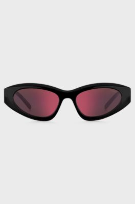 Lunettes de soleil noires avec cha&icirc;ne &agrave; perles, Noir