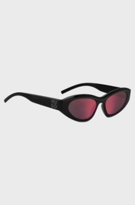 Black sunglasses with beaded chain, Black