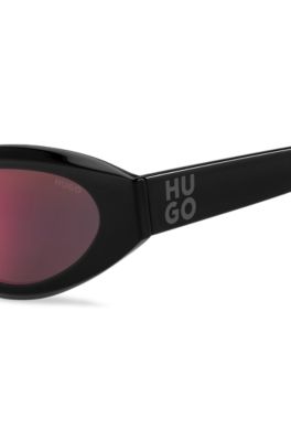 Black sunglasses with beaded chain, Black