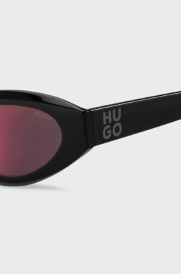 Black sunglasses with beaded chain, Black