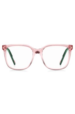 Monture optique en acétate rose avec embouts verts